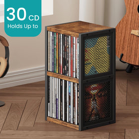 ELITEROO CD Holder side mesh panel highlights sturdy wood and metal build