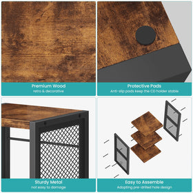 ELITEROO CD Holder close-up of wood grain and metal frame