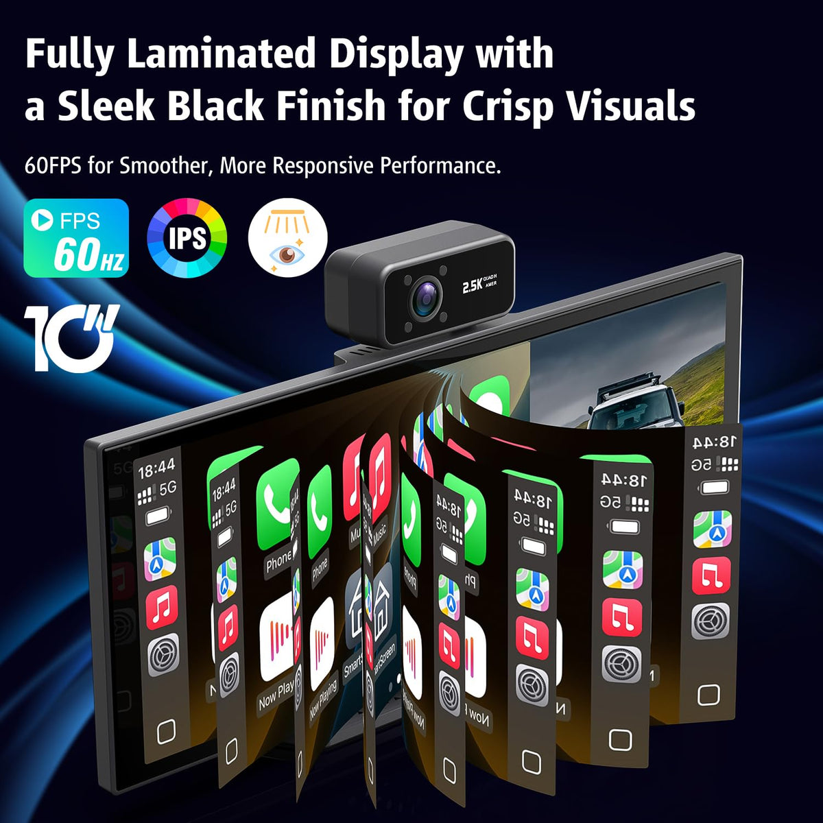 ElitView fully laminated IPS display for bright driving visuals