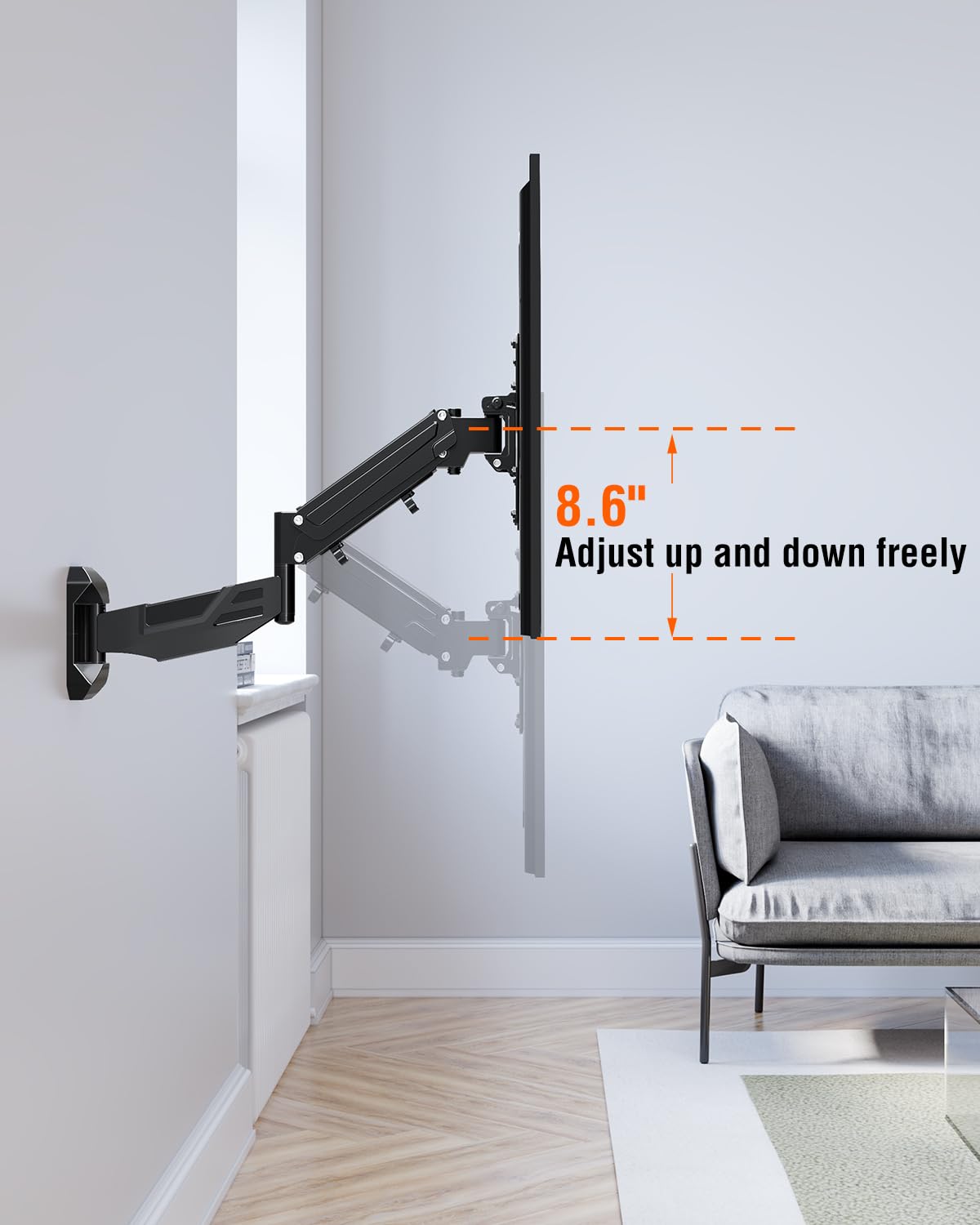 ELIVED fully extended arm demonstrating 23.11-inch reach for flexible viewing