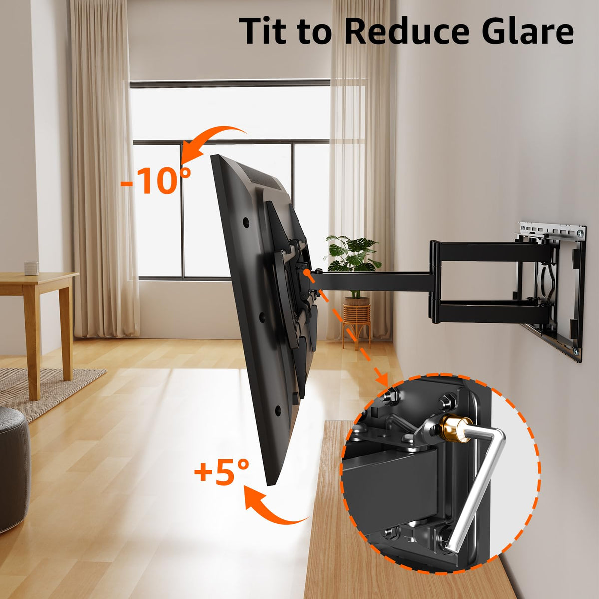 ELIVED Preassembled wall mount with bubble level for quick, clean installation.