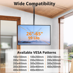 ELIVED mounted TV in a living room showcasing discreet ceiling installation benefit
