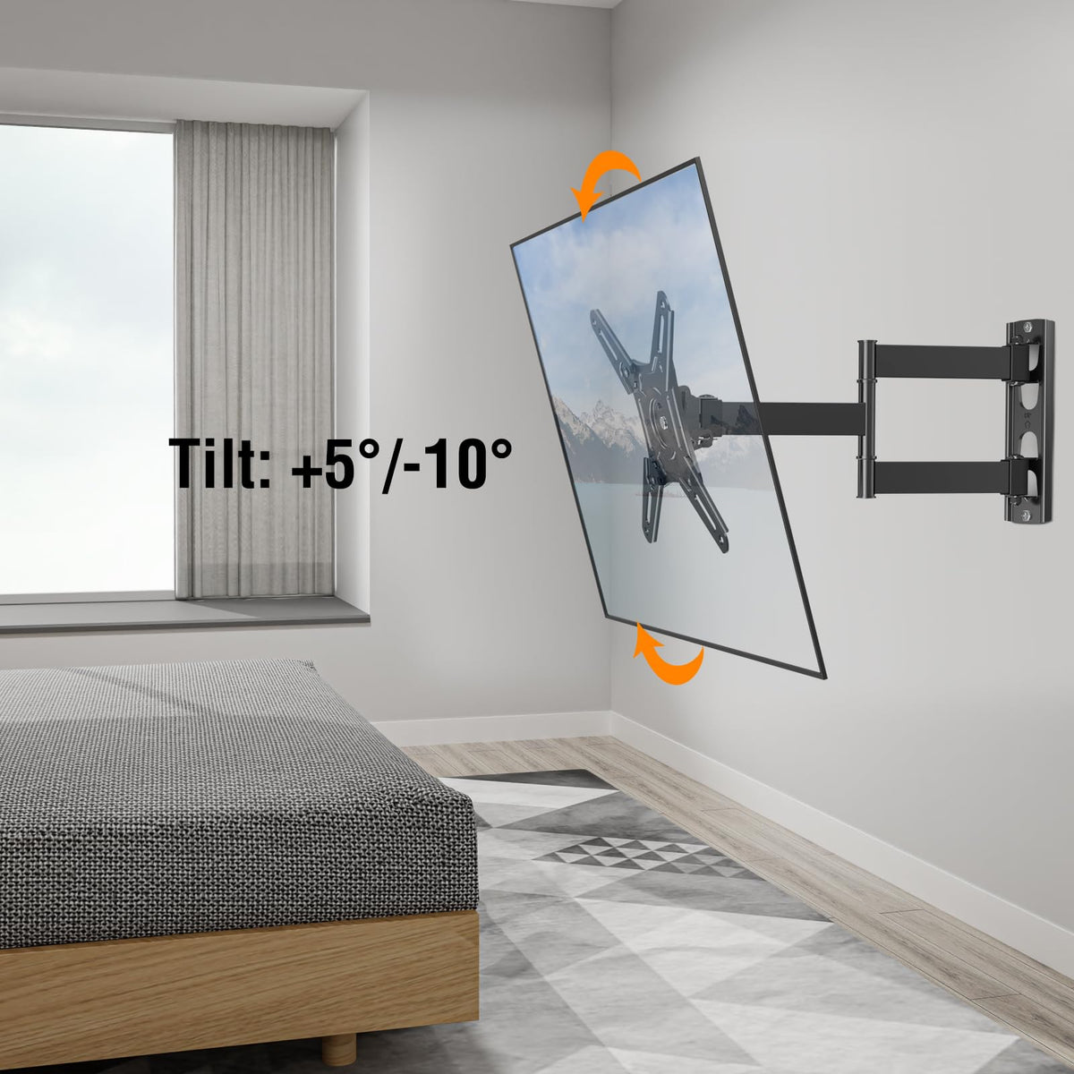 ELIVED living room setup demonstrates clean, modern wall mounting.