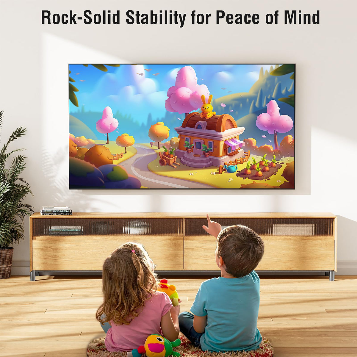 ELIVED size comparison with TV showing scale and suitability for large screens