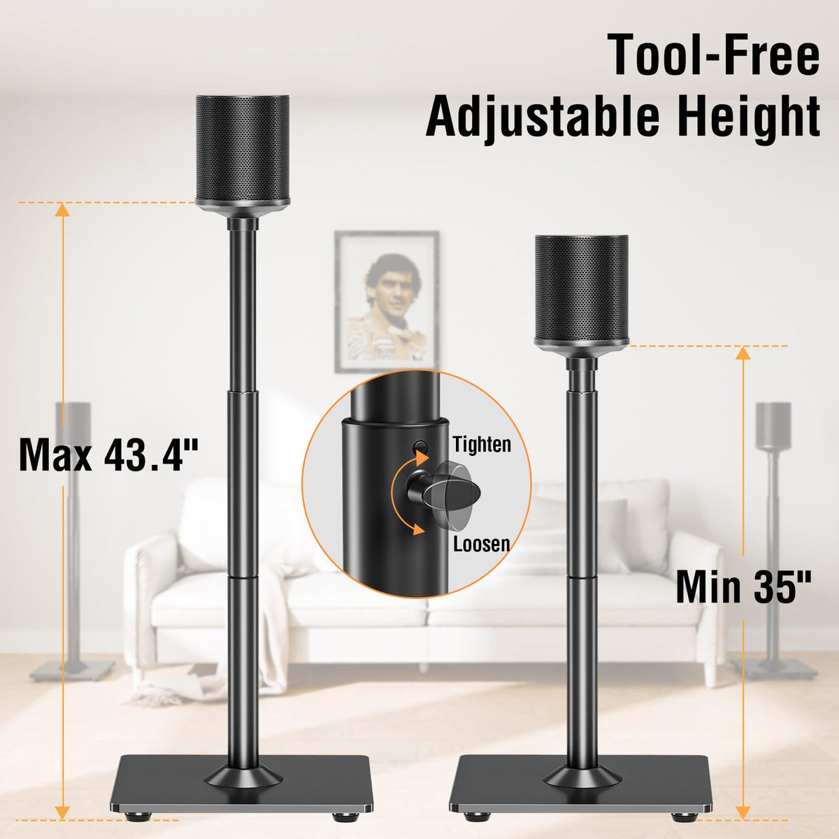 ELIVED tempered glass base detail adds sleek support and durability