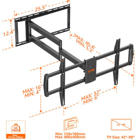ELIVED wide viewing range supports 42–90 inch TVs