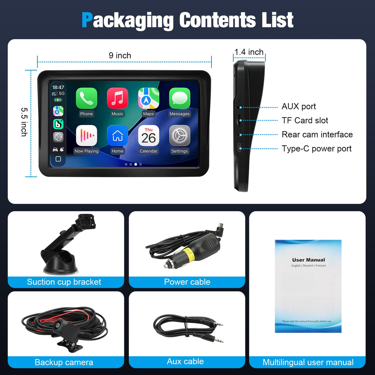 ELJBELG AirPlay Miracast mirroring for shared passenger entertainment.