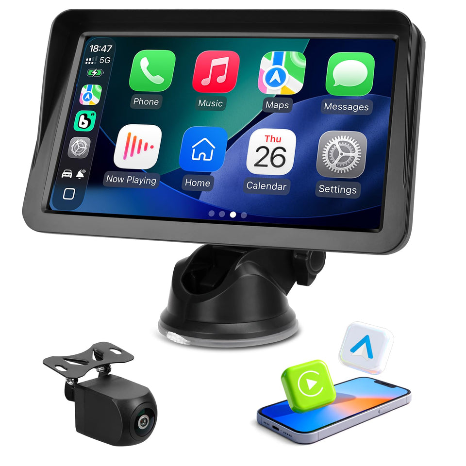 ELJBELG 9 inch CarPlay screen front view for clear navigation and calls.