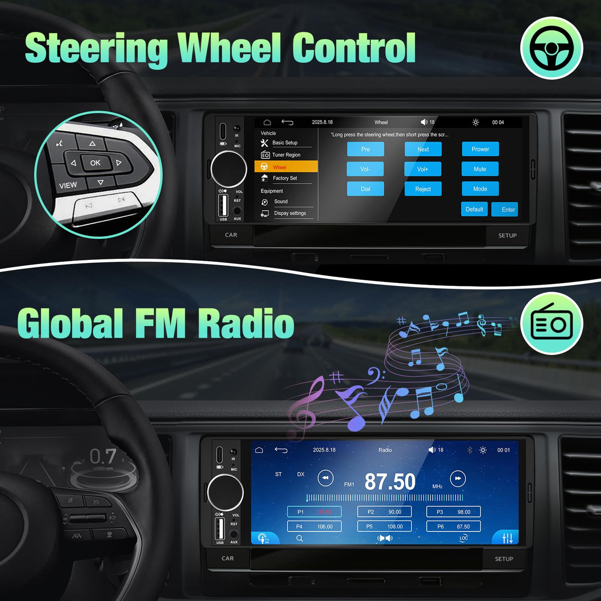 ELJBELG screen mirroring on display showing smartphone content in-car