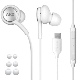 ElloGear 2020 earbuds front view in white for Samsung devices.