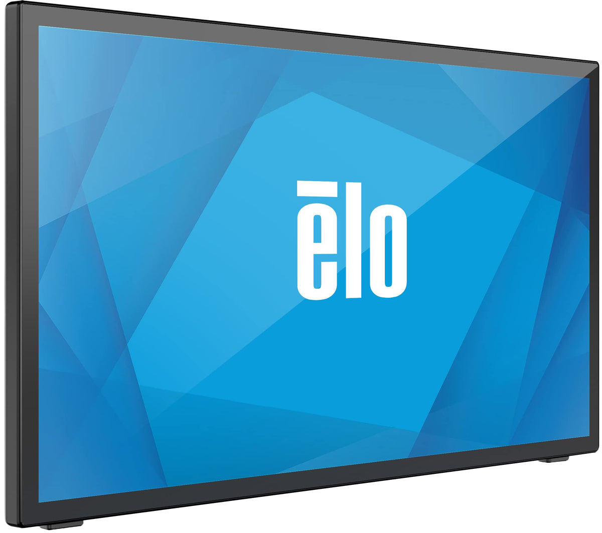 Elo 2270L side angle showing compact depth for retail or kiosk setups.