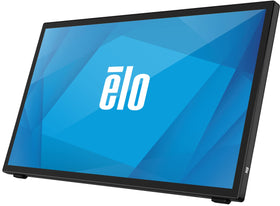 Elo 2270L tilt stand extended for versatile viewing angles.