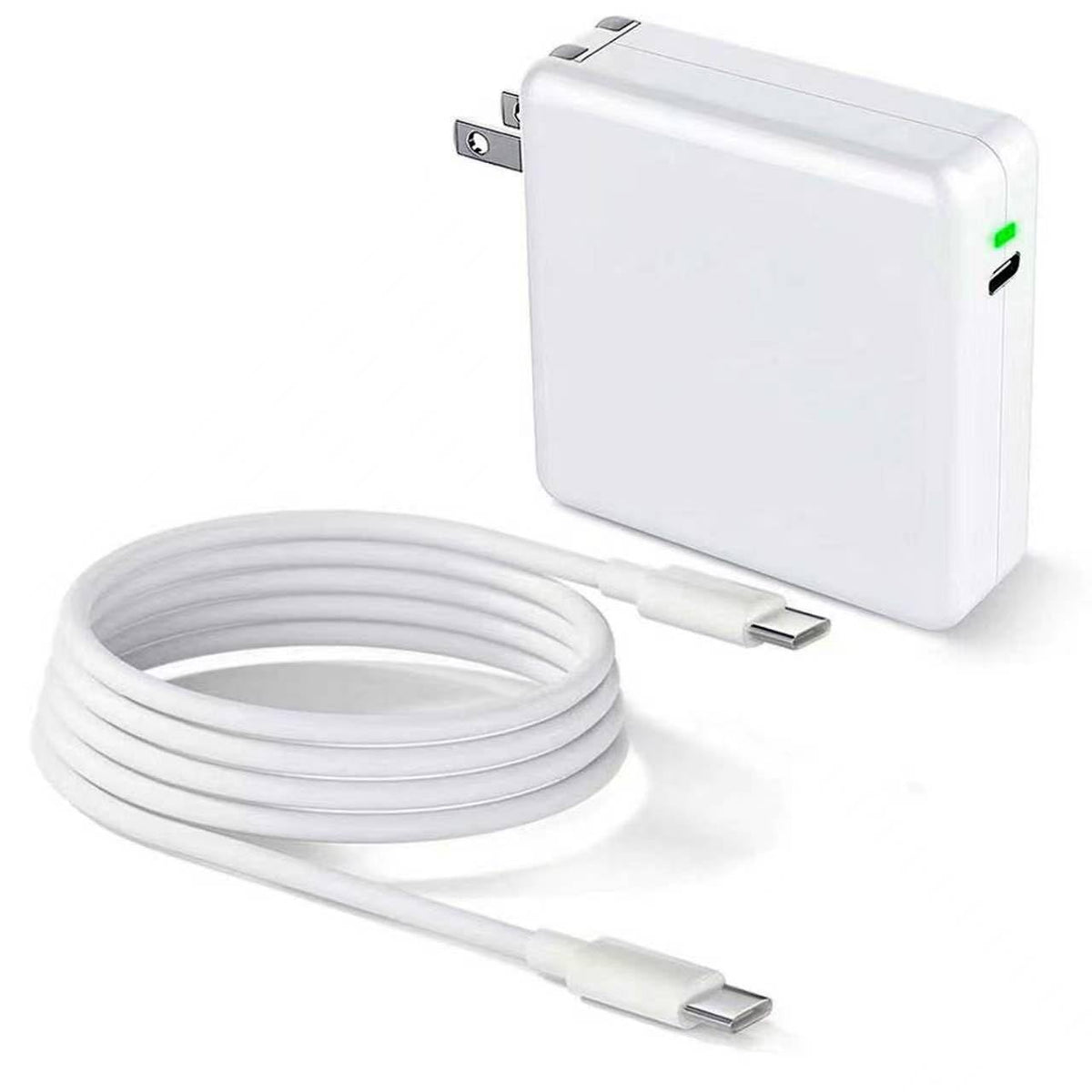 Elvoes 140W charger front view showing compact travel-friendly design.