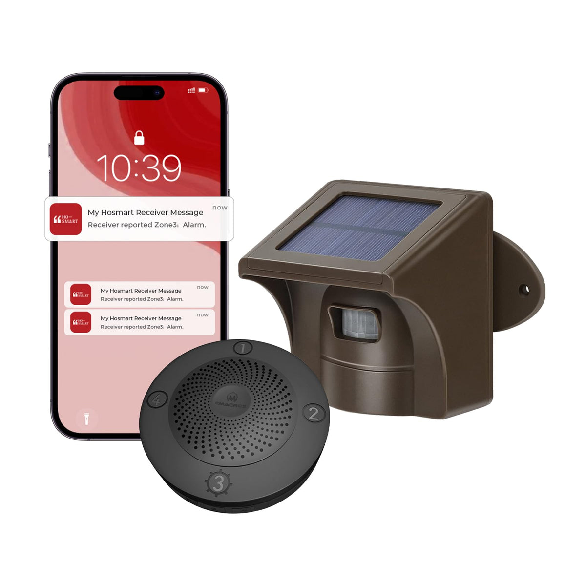 eMACROS front view showing receiver and sensor for fast alerts