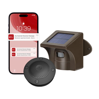 eMACROS front view showing receiver and sensor for fast alerts