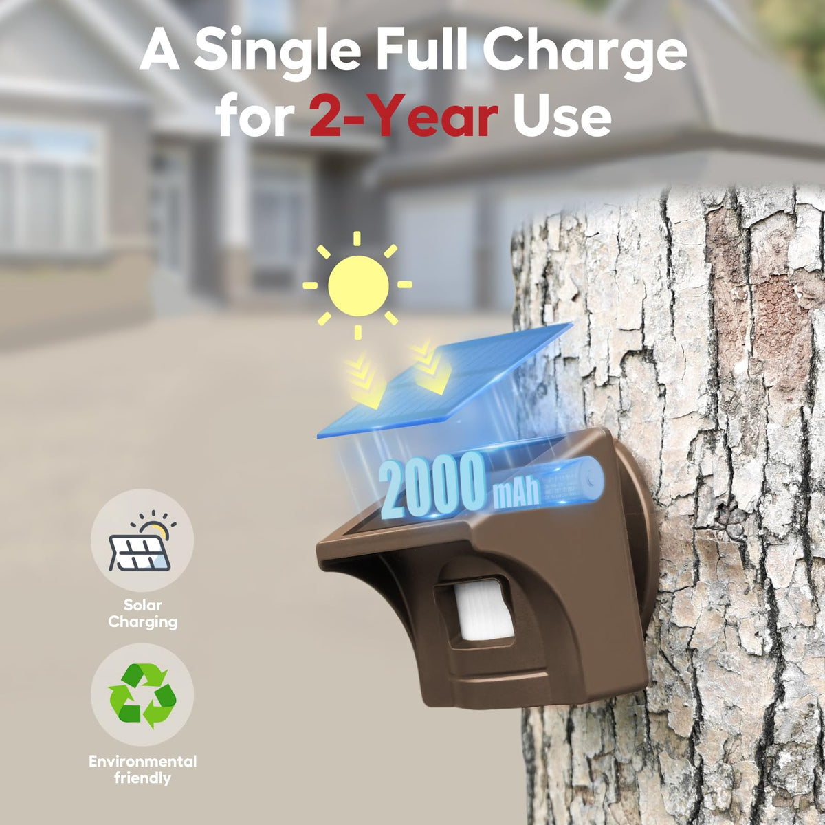 eMACROS sensor mounted on driveway post demonstrating long-range coverage benefit