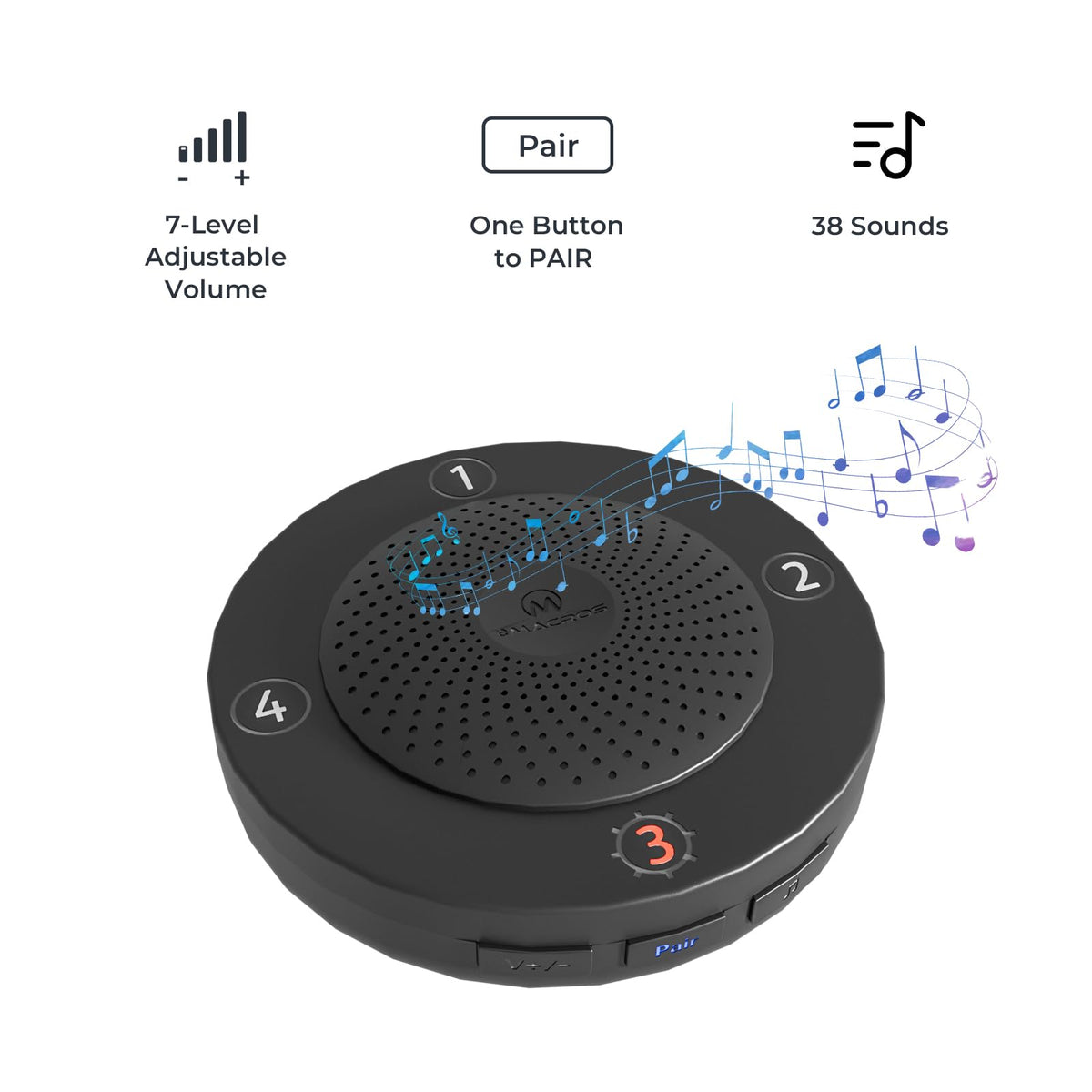 eMACROS receiver chime panel showing selectable tones for instant inside alerts
