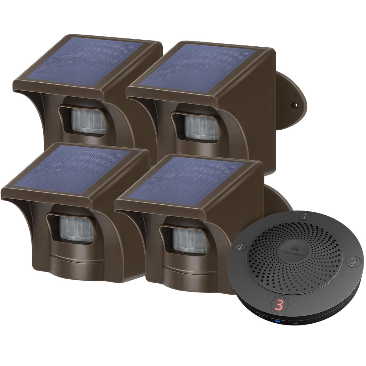 eMACROS solar driveway alarm base station centralizes alerts across the property