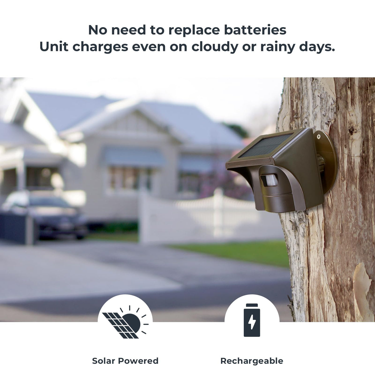 eMACROS front view of the driveway alarm on a pole for long-range monitoring