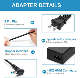 Emaks 45W charger with 4.5mm x 3.0mm connector supports common HP barrels