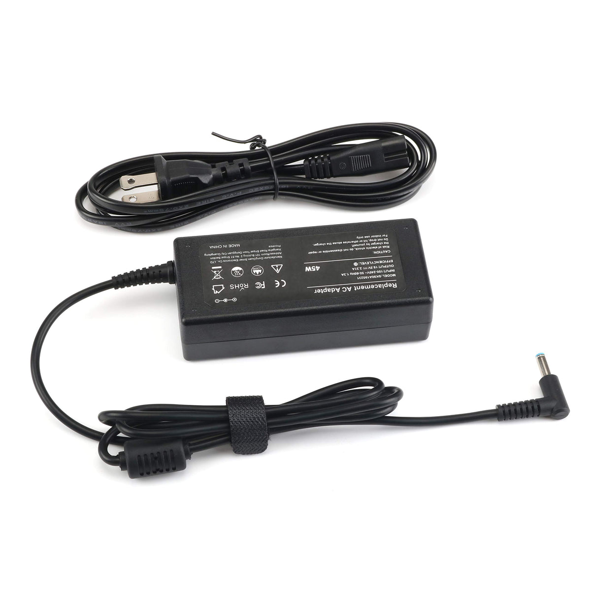 Emaks 45W charger front view for HP Stream laptops, portable power.