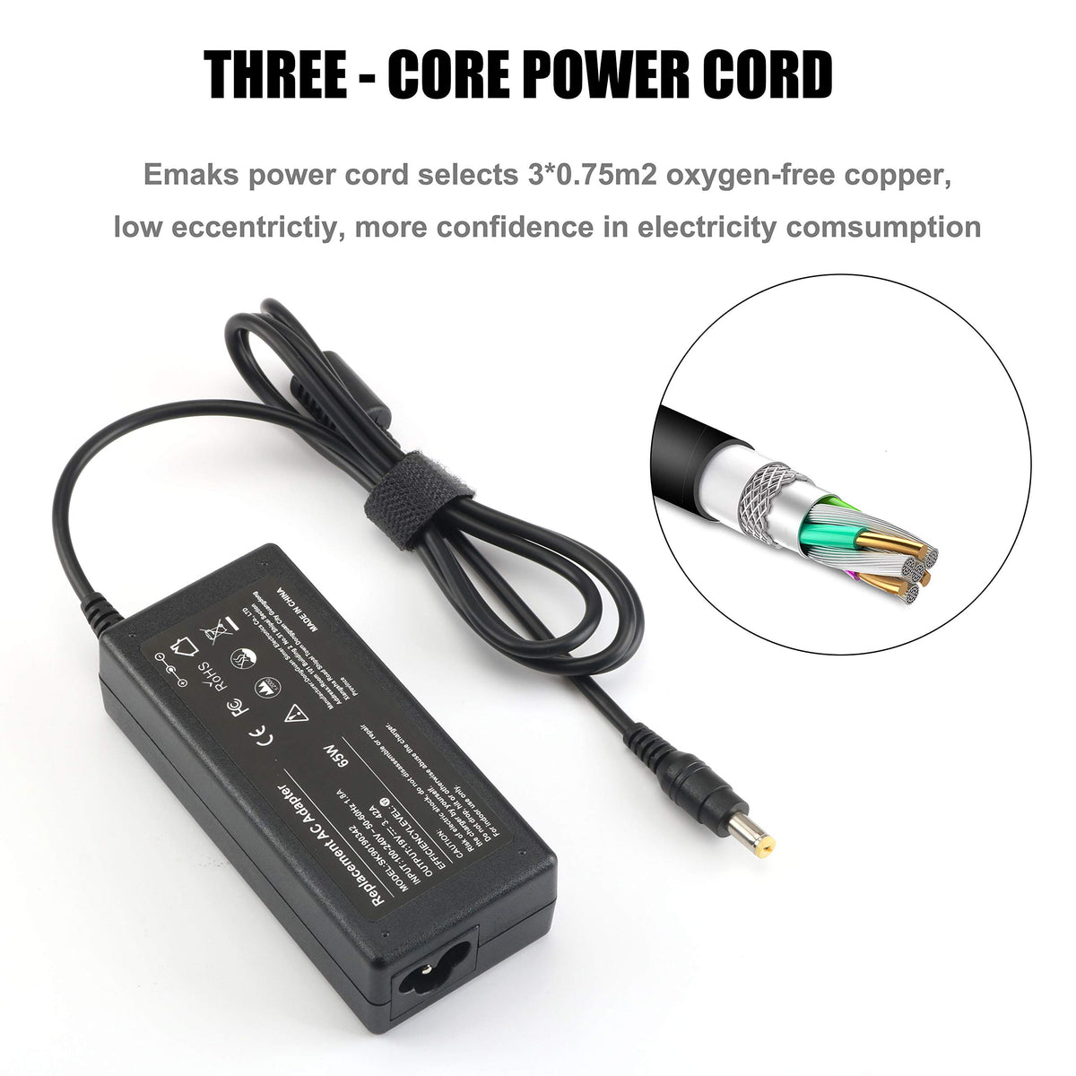 Emaks 65W compact design supports travel and desk space efficiency
