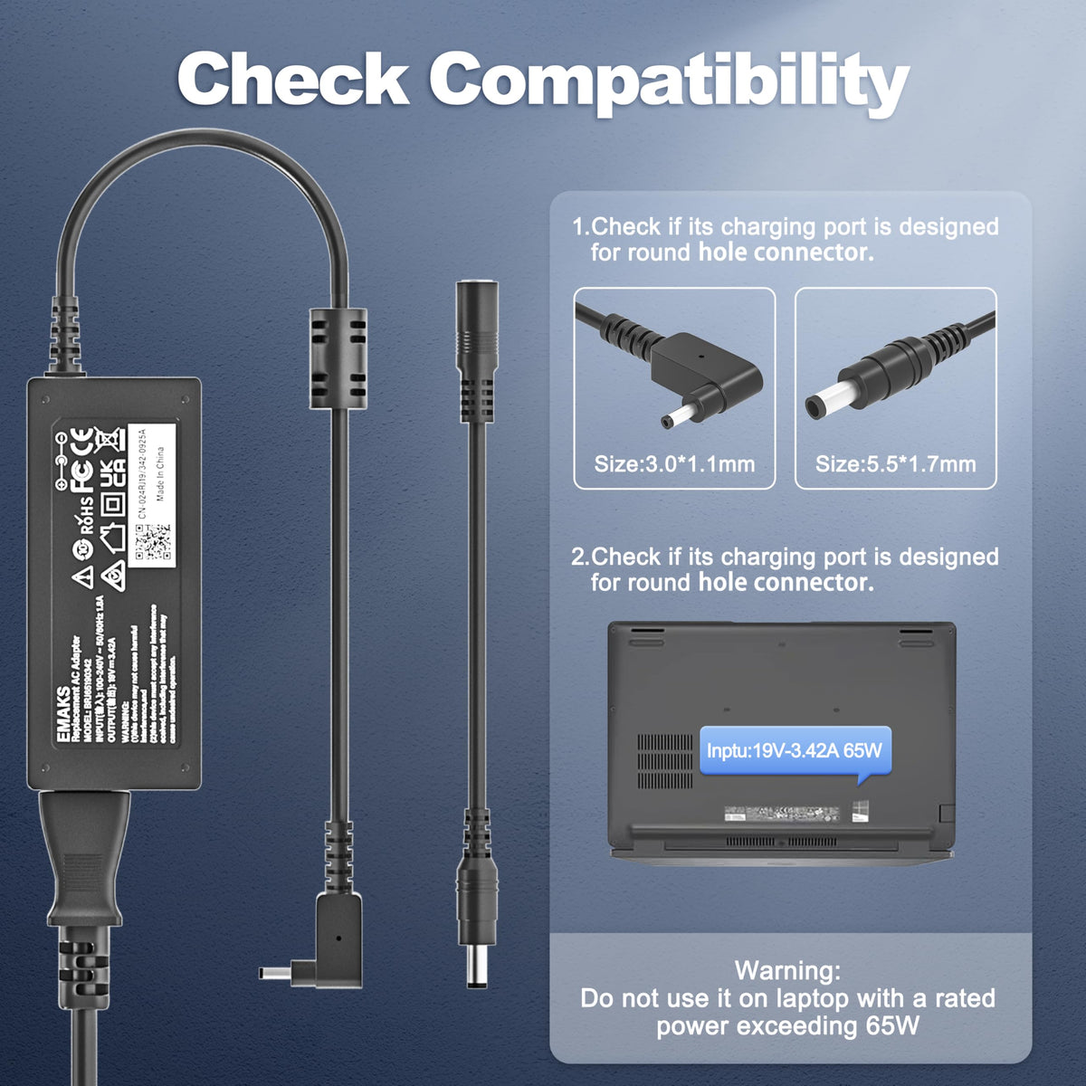 New from Emaks: Acer replacement charger ready for use