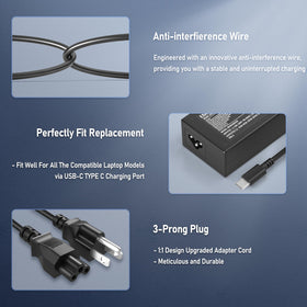 Emaks 65W USB-C charger with compact design for easy storage