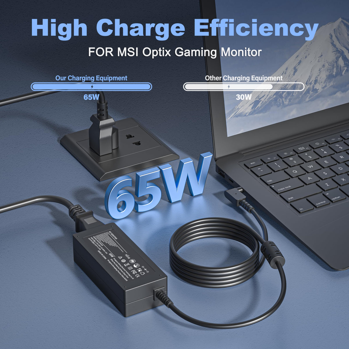 Emaks MSI Optix G24C6 adapter – close-up of plug end for stable power.