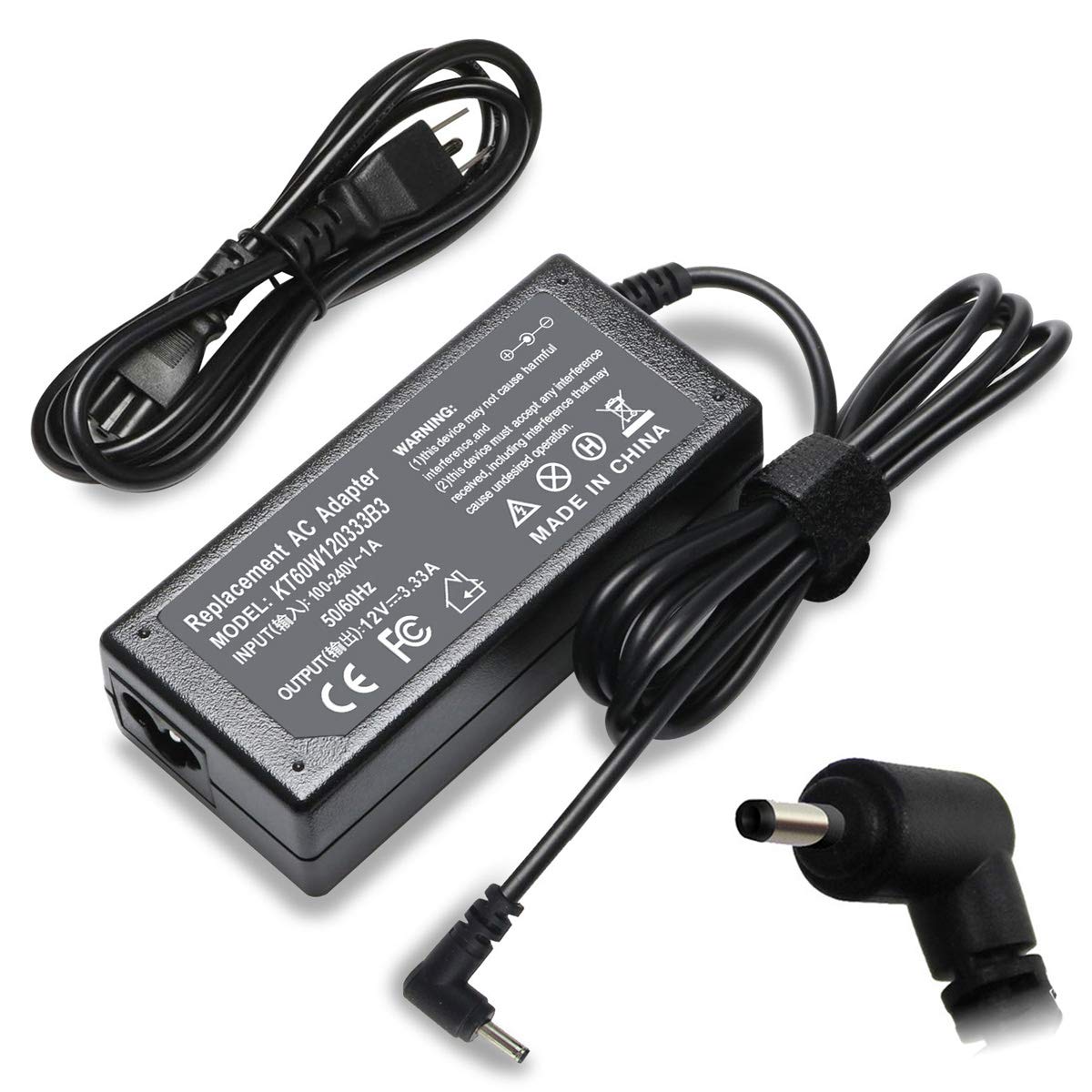 Emanjor 12V charger front view for Samsung Chromebook 3