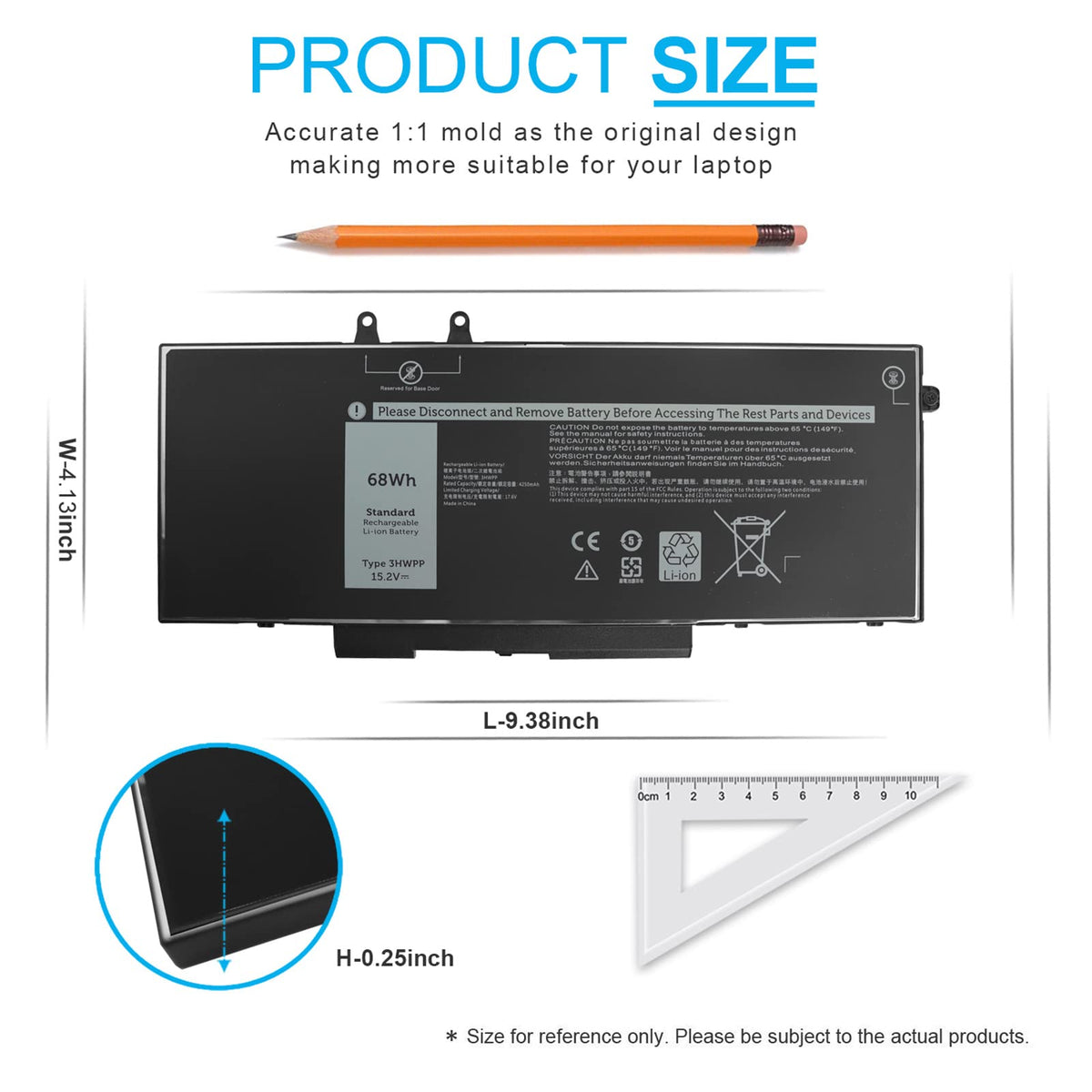 Emanjor battery installed in a Dell laptop illustrating easy replacement benefit
