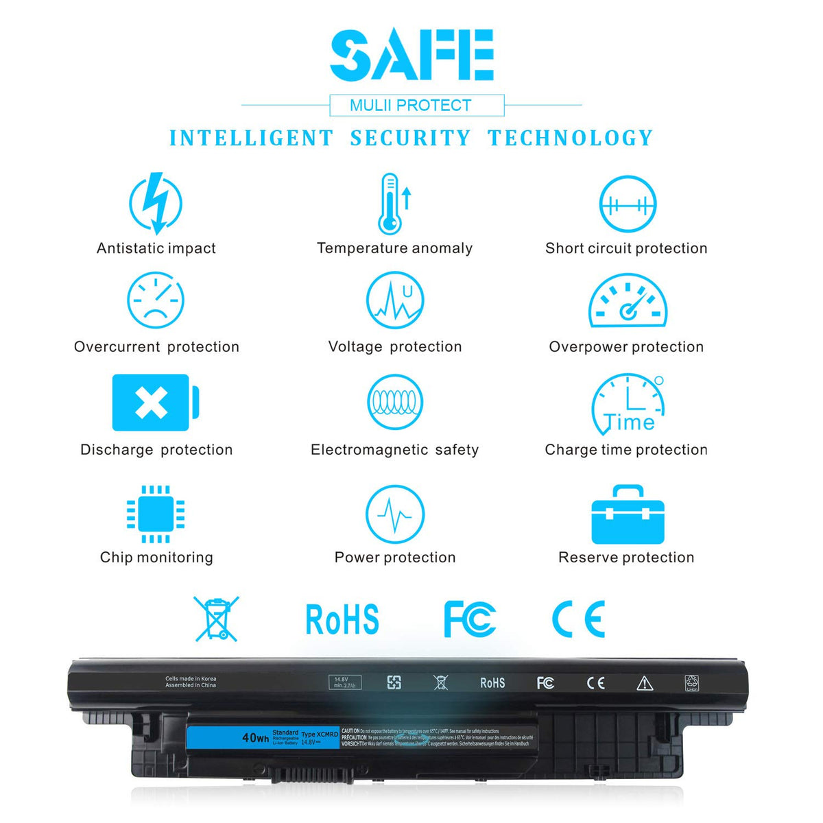 Emanjor 40Wh battery safety label confirms compliance