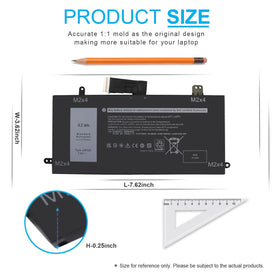 Emanjor 42Wh J0PGR battery side view showing connector.