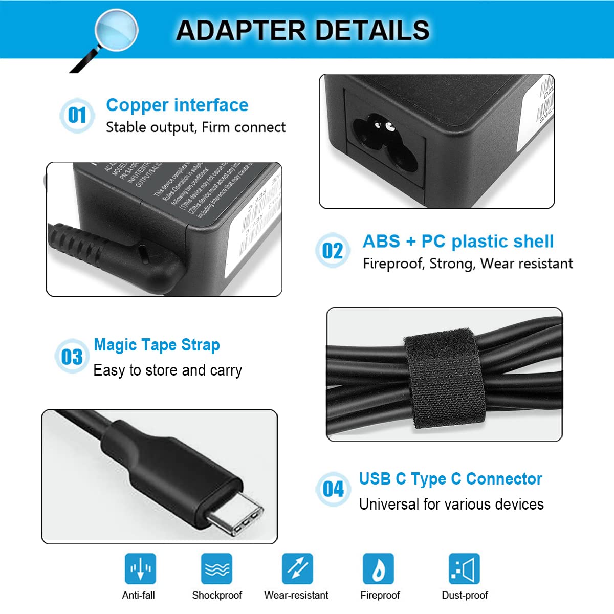 Emanjor 45W USB-C charger compact design for travel.