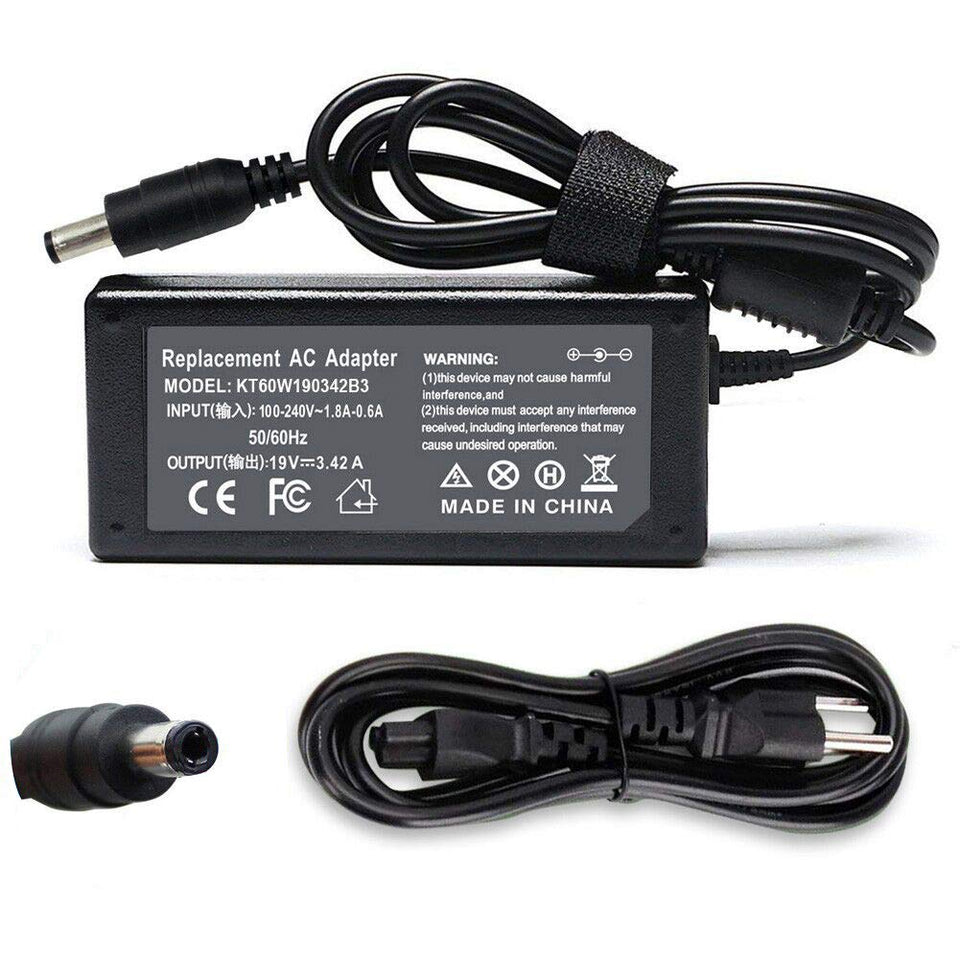 Emanjor 65W AC adapter for Toshiba, front view, compact and reliable power