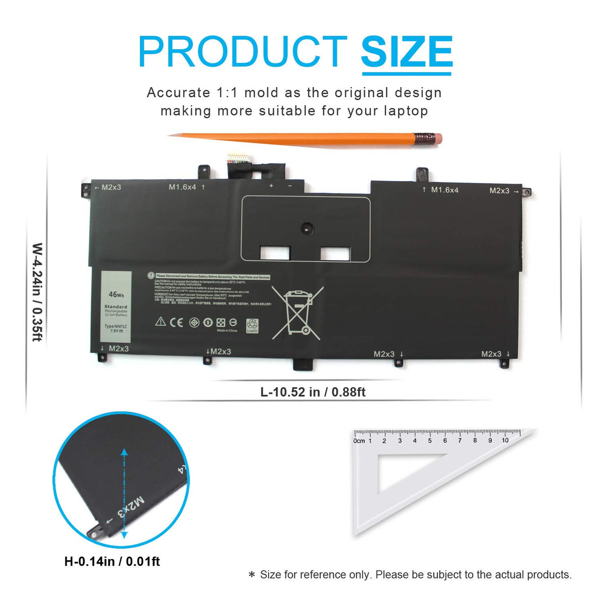 Emanjor Dell XPS 13 9365 battery technical specs highlight 4-cell design