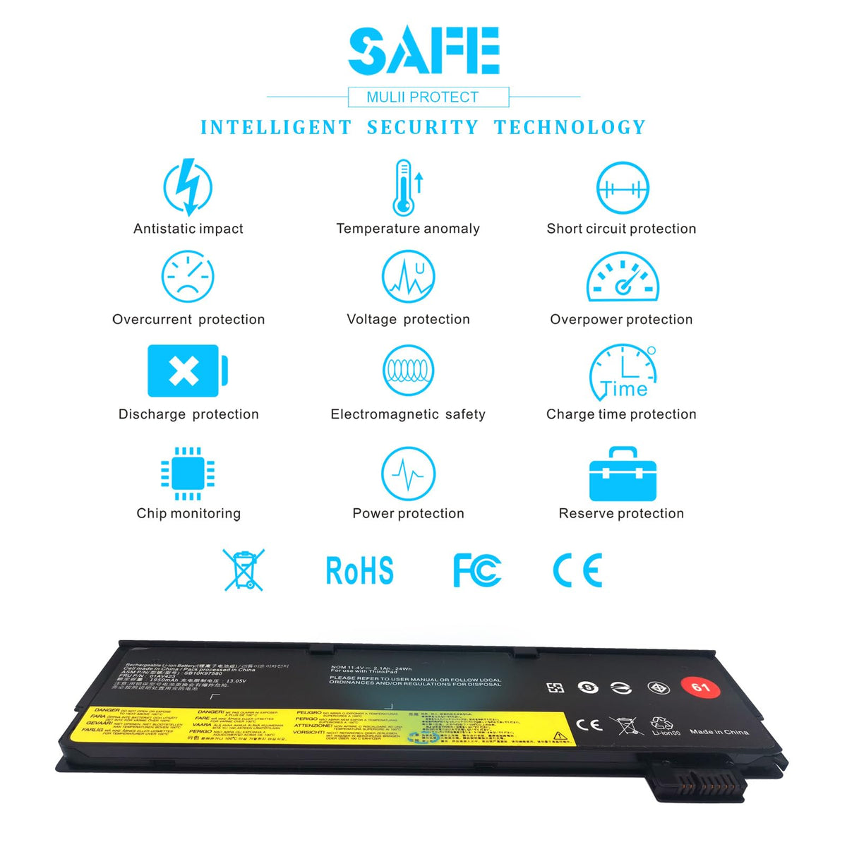 Emanjor battery installed in ThinkPad slot for a seamless fit.