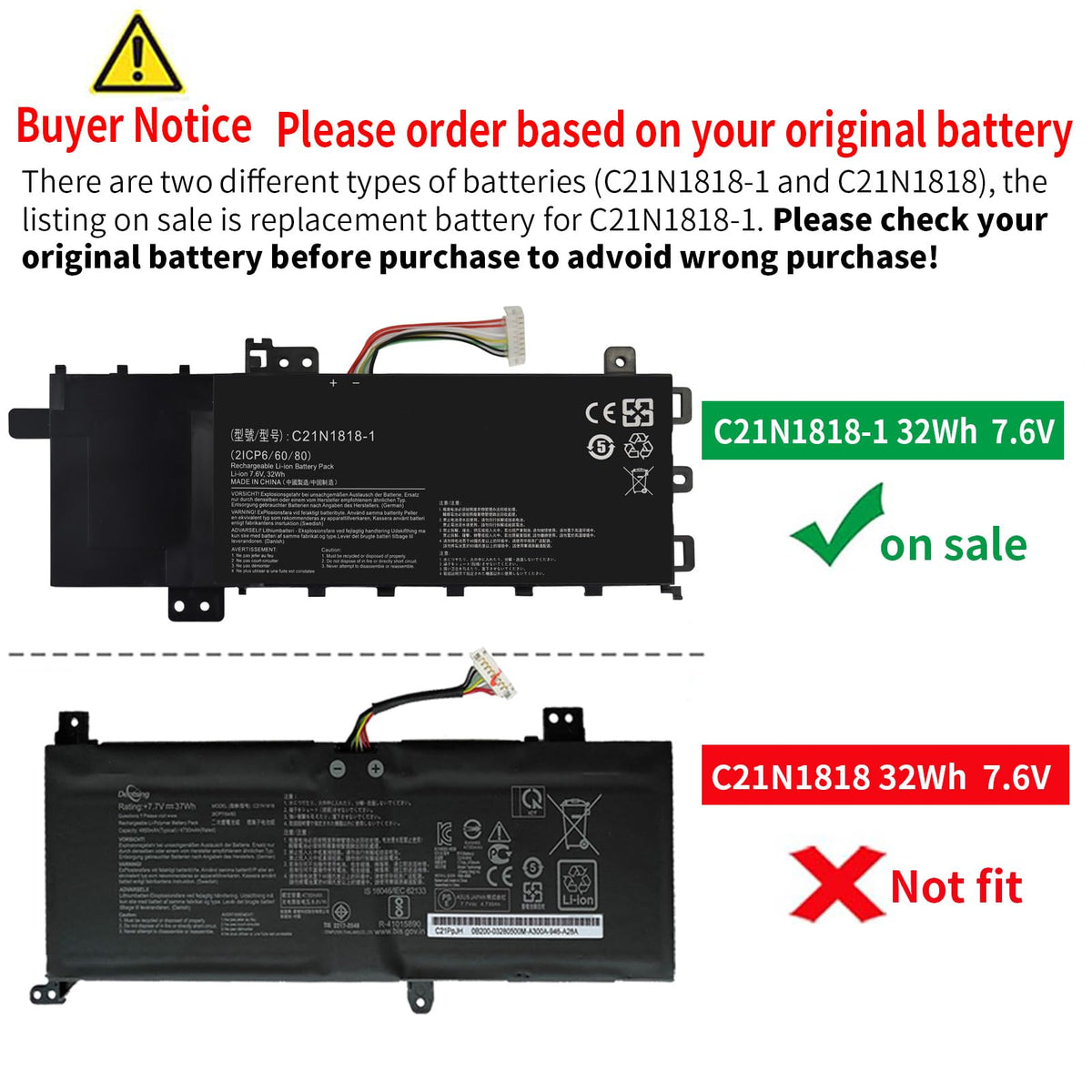 Emanjor C21N1818-1 32Wh Li-polymer battery for long-lasting charge