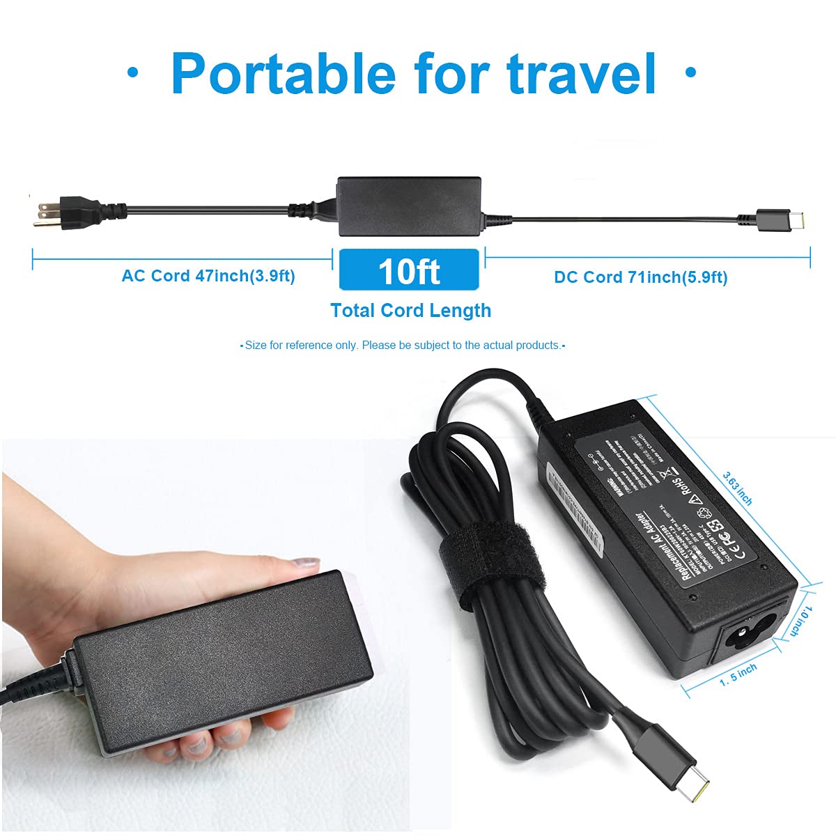 Emanjor adapter with included DC power cable showing ready-to-use convenience