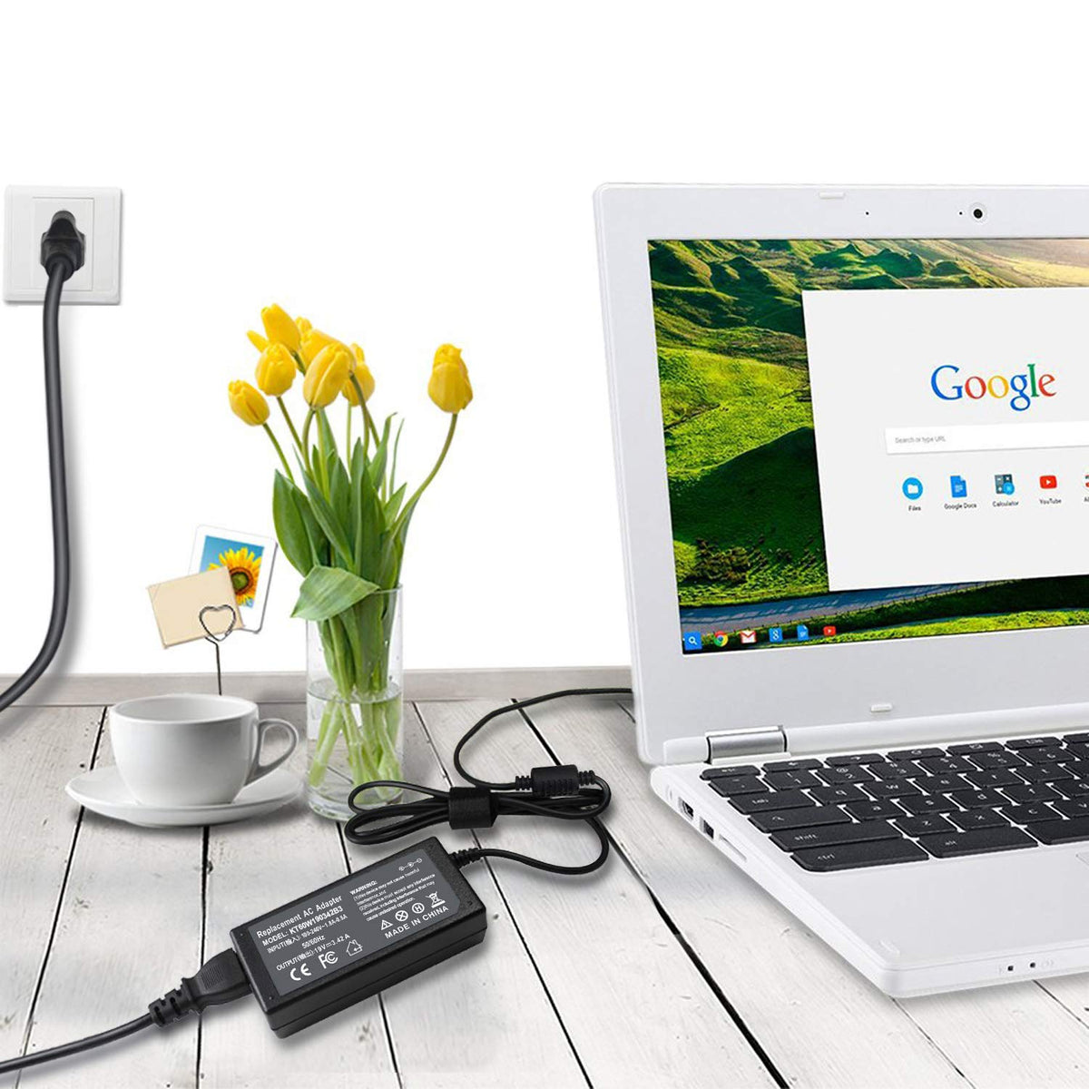 Emanjor charger with DC cord and long AC cord for flexible setup