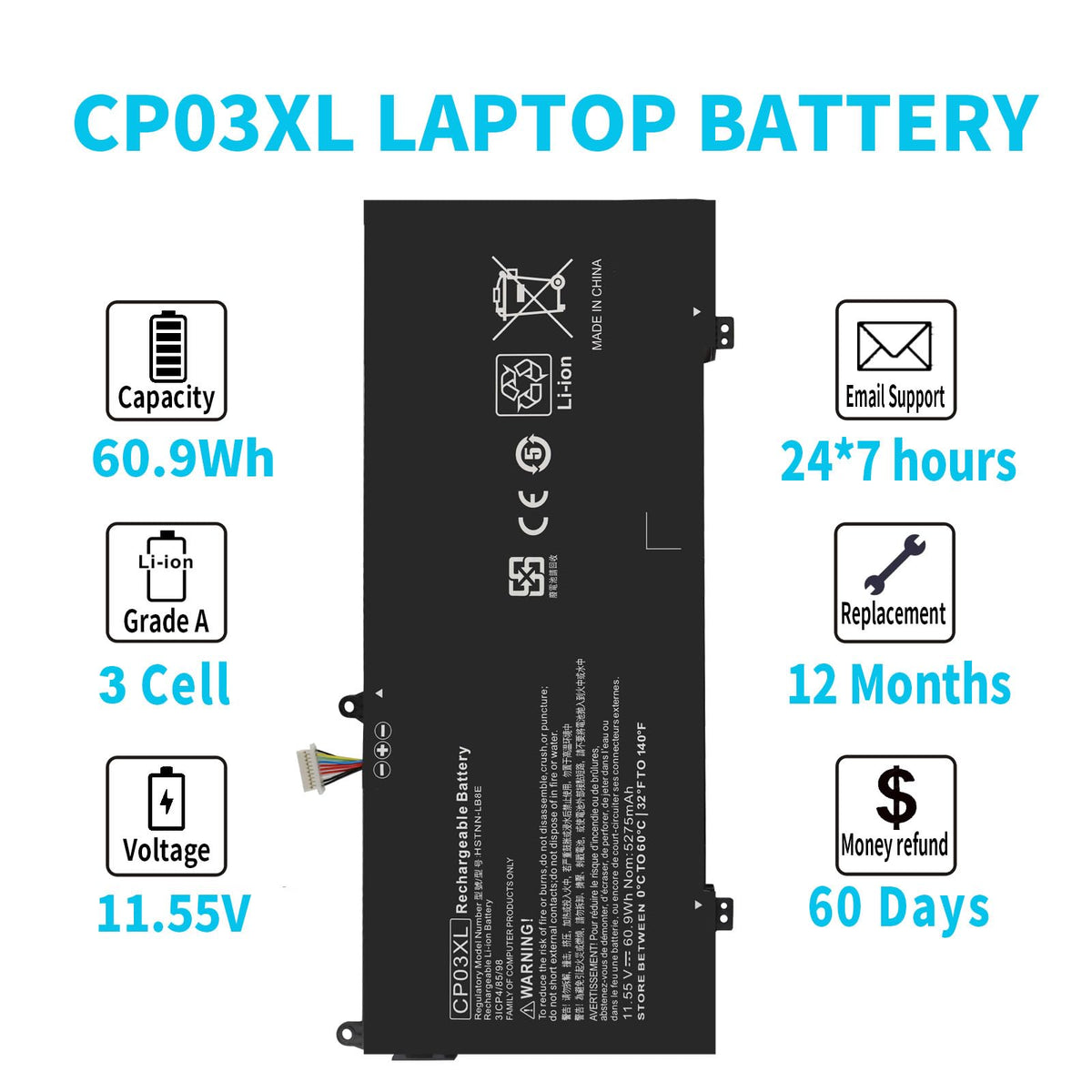 Durable connector and slim profile CP03XL supports HP Spectre X360 usage