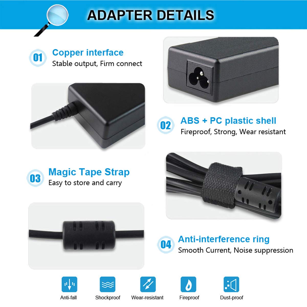 Emanjor DC power cable 71inch for easy reach