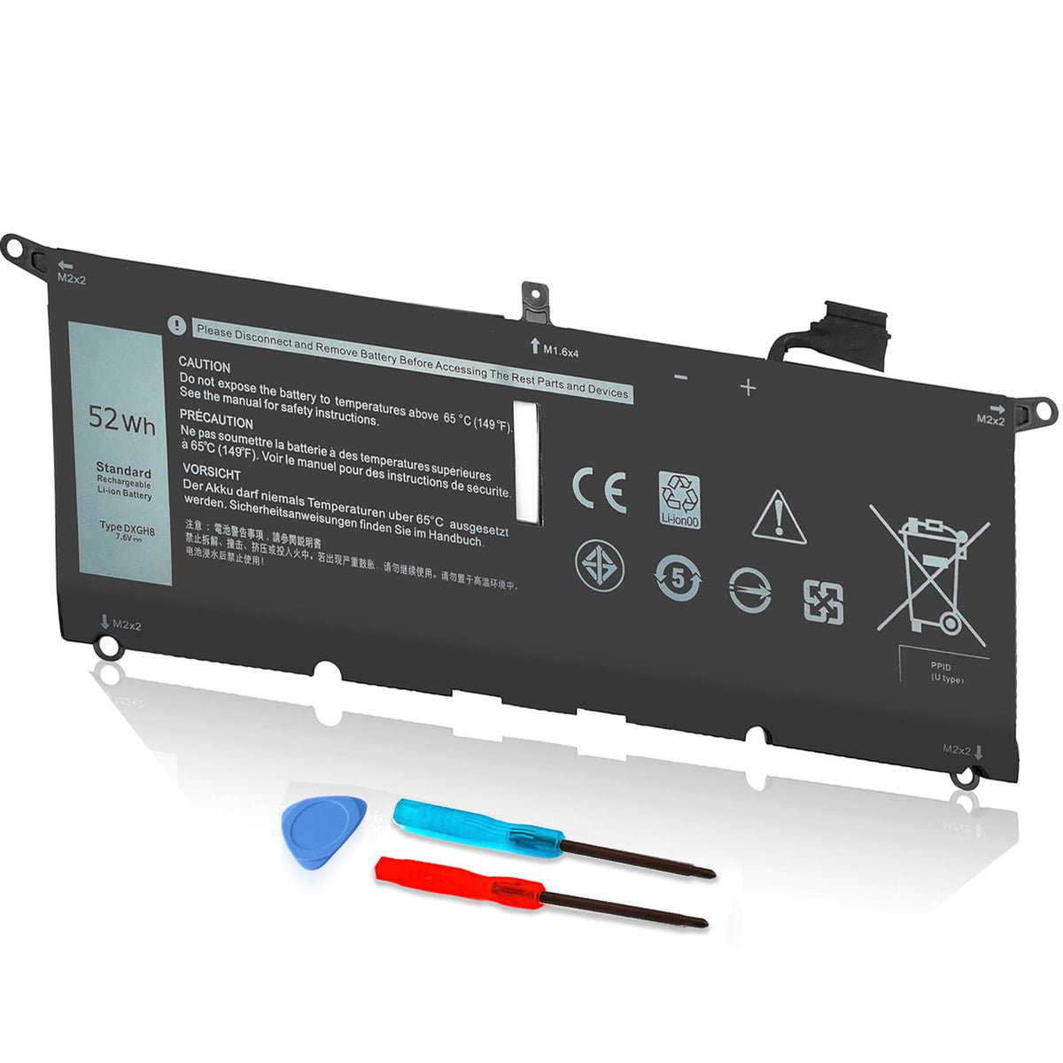 Emanjor battery front view showing form fit and restored runtime