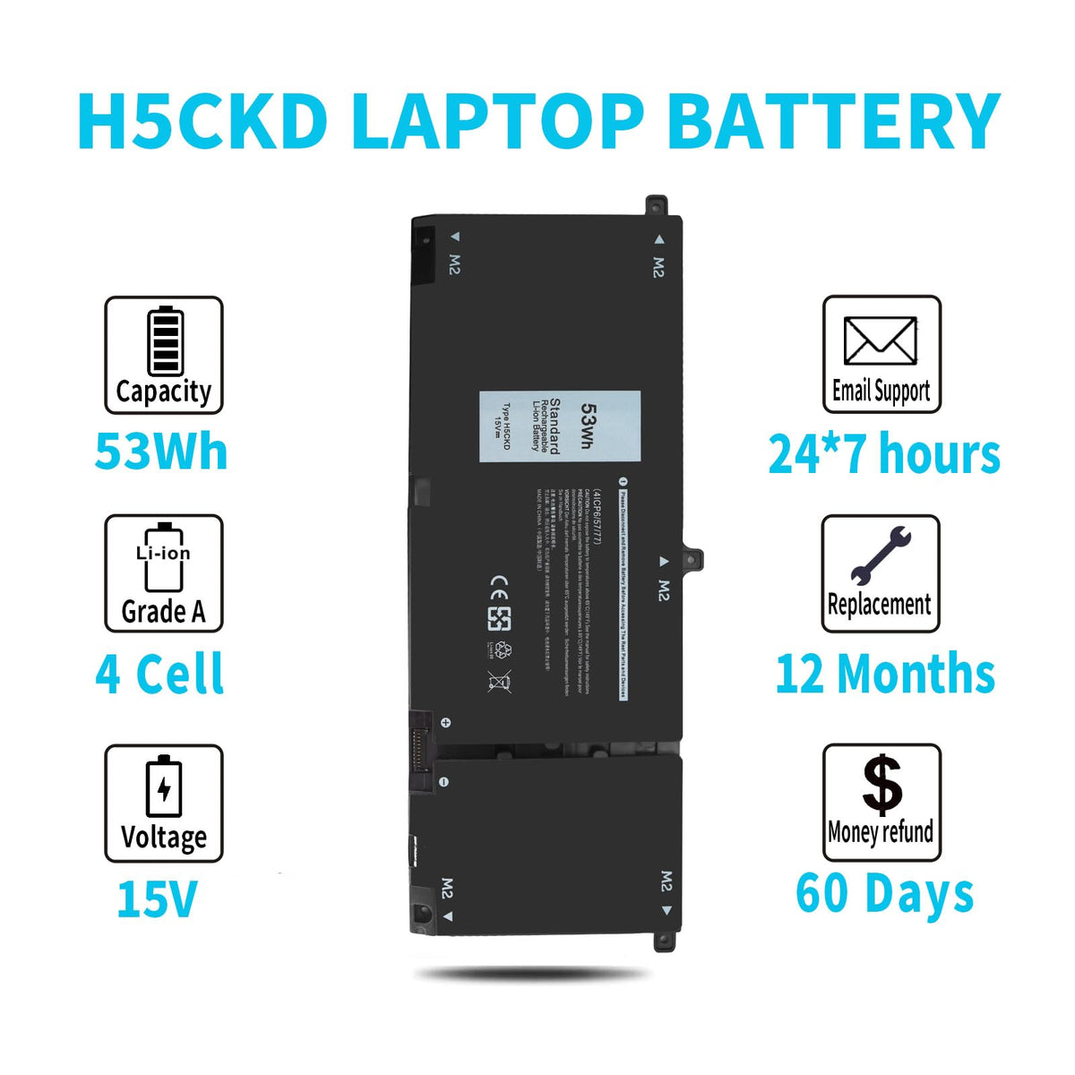 Emanjor battery installed in an Inspiron 2-in-1 showing restored portability