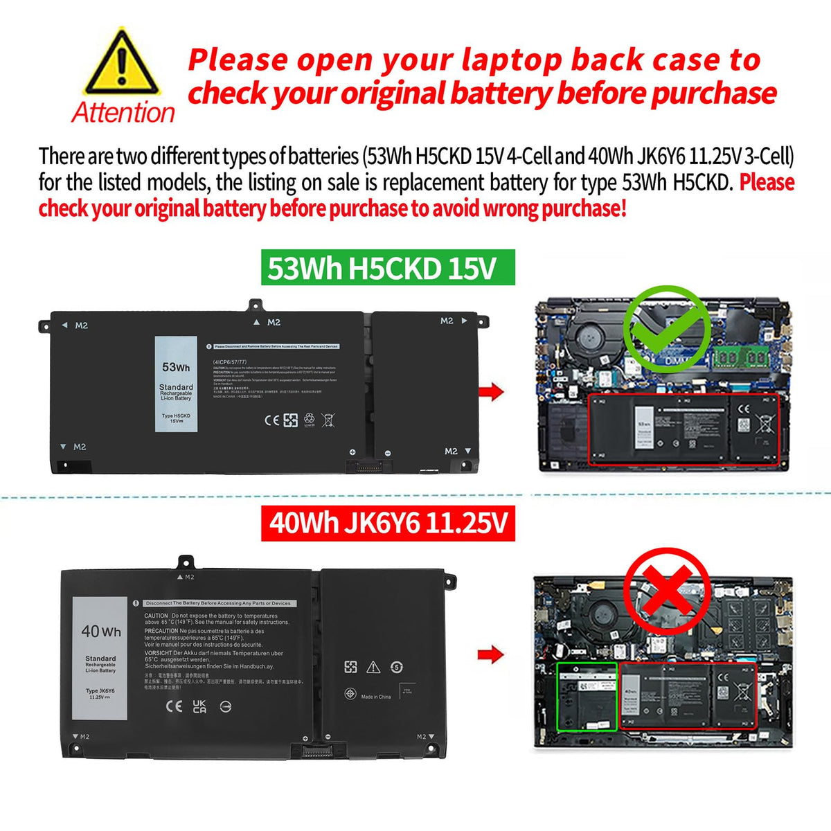 Emanjor battery with included screwdrivers and manual showing easy installation