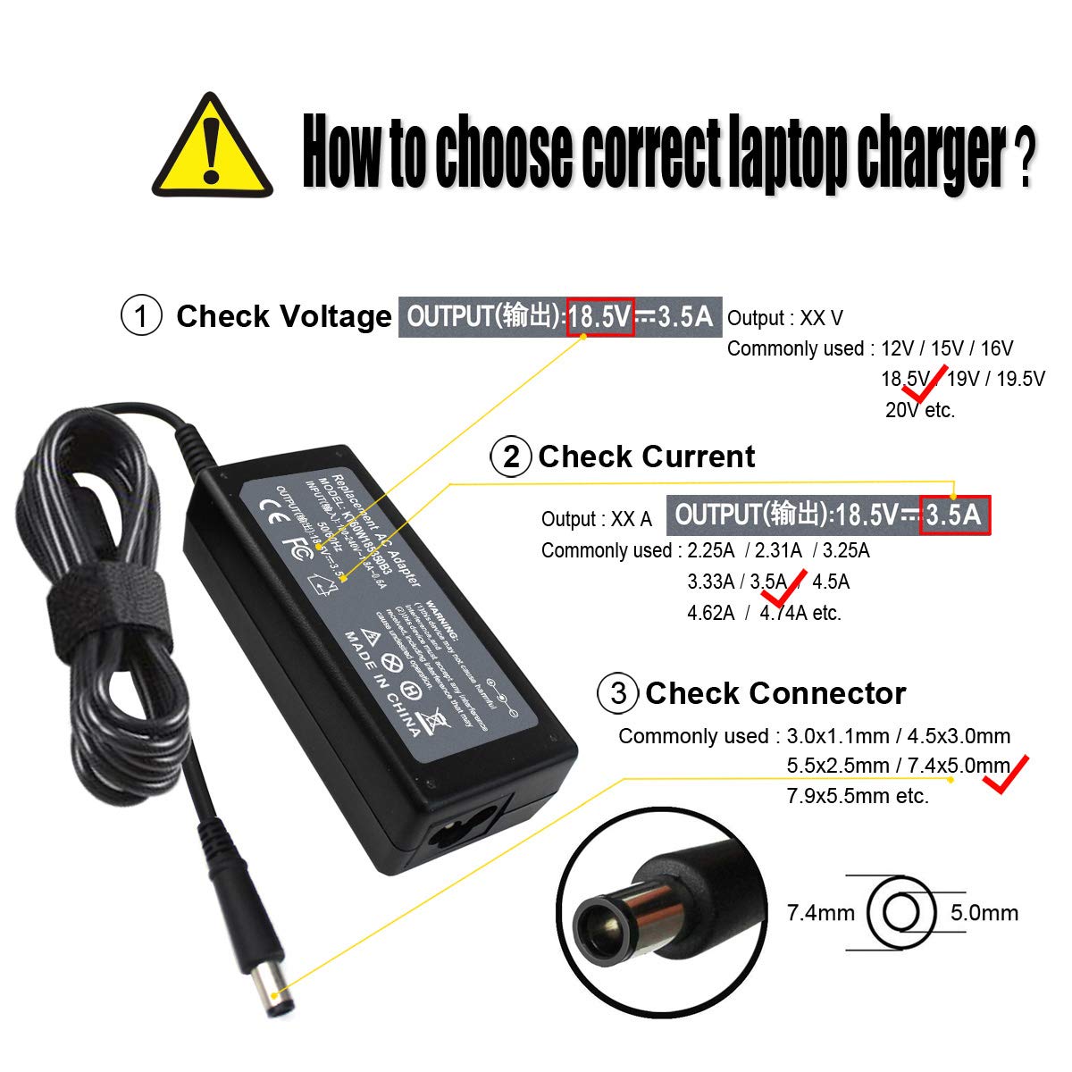 Emanjor HP Pavilion charger back view with ports and safety features