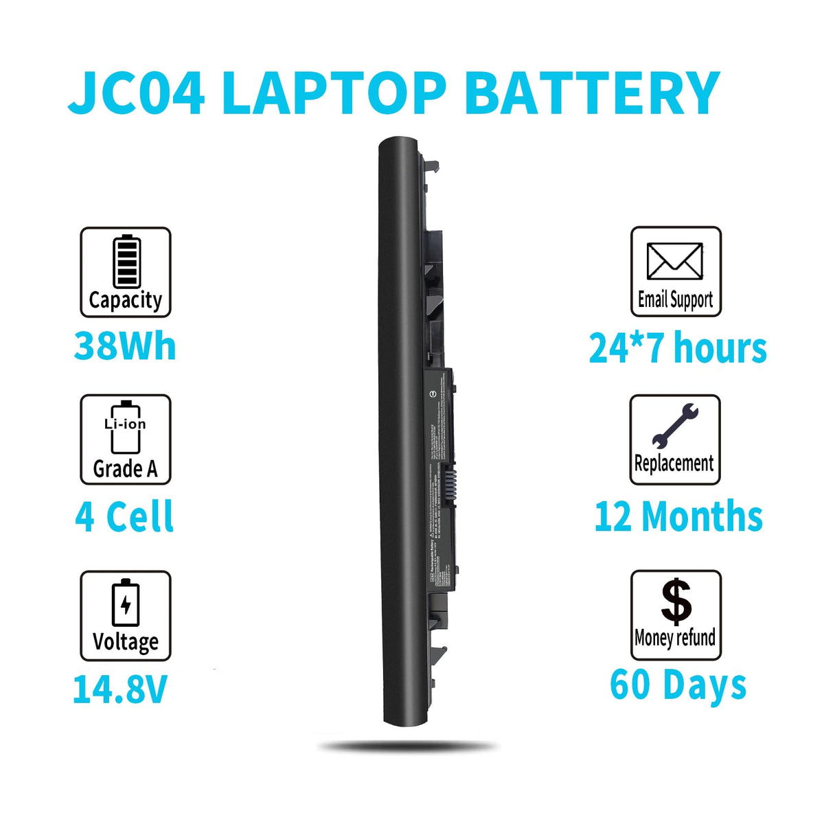 HP series compatibility graphic highlighting broad notebook fit for JC04.