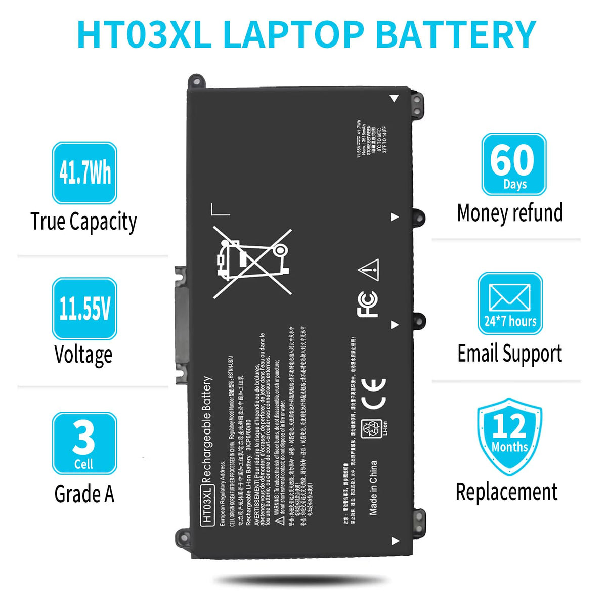 Emanjor HT03XL beside ruler showing compact size for easy fitment