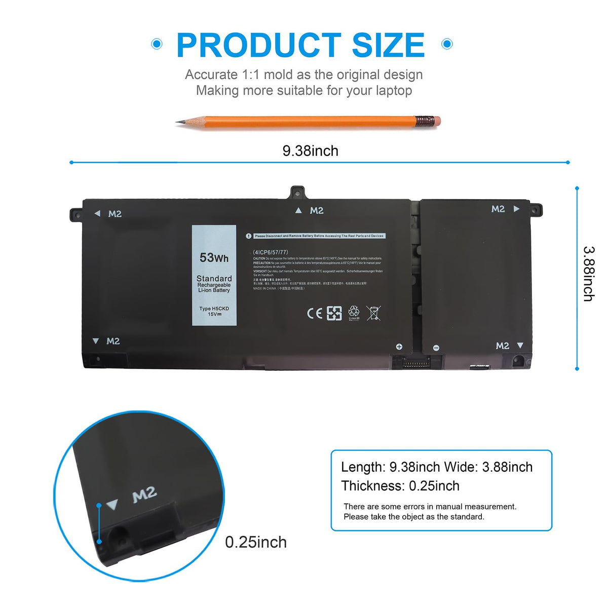 Emanjor battery installed in Dell laptop restoring mobility and runtime