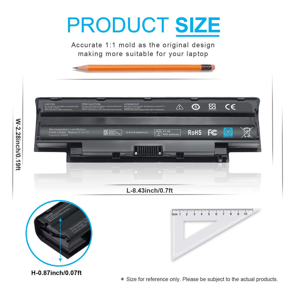 Emanjor J1KND top label close-up highlighting voltage and capacity benefits